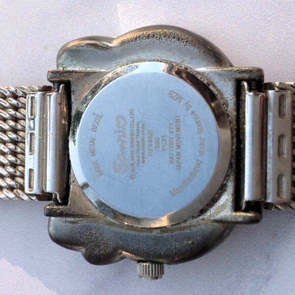 Hello Kitty Sanrio Wrist Watch Big Pink Bow Yellow Nose Silver Mesh Band - Picture 10 of 14